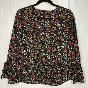 J.Crew Mercantile Women's Long Sleeve Crew Neck Floral Blouse Top Size 0
